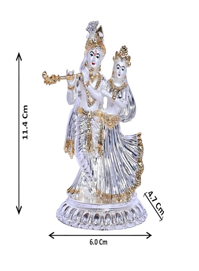 DIVINITI 999 Silver Plated Radha Krishna Idol for Home Decor Sculpture of Radha Krishna Statue| Idol for Home, Office, Temple and Table Decoration| Religious Idol for Pooja, Gift (4.7x6 CM) - Image 3
