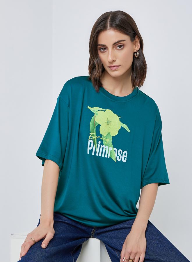 تايك تو تيشيرت كبير بطبعة زهور - Image 2