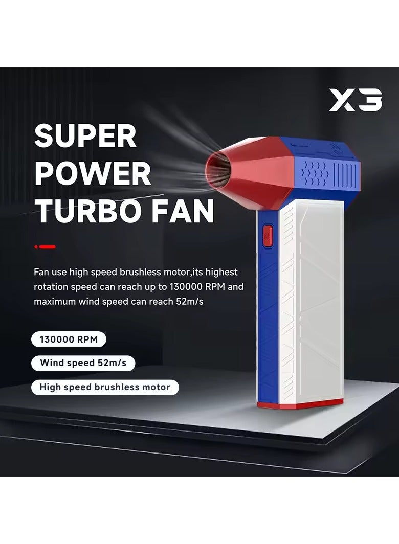 Generic Potable Rechargeable Electric Turbo Fan Blower Air Duster 130000rpm Hair Dryer Mini Jet Fan With High Efficiency And Three Gears Switch  - Image 2