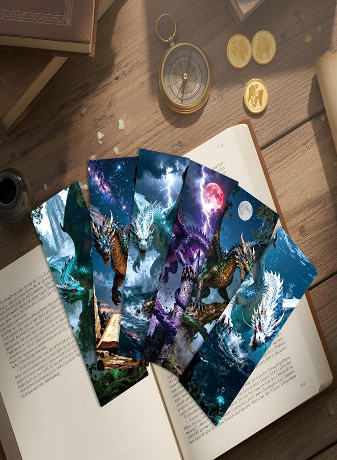 AFRITEE Fantasy Dragon Bookmark for Kids, 100 Pcs Fantasy Bulk Paper Bookmarks for Book Lovers, Cool Dragon Paper Book Mark Reading Accessories Gift for Kid Men Students Teenagers - Image 2
