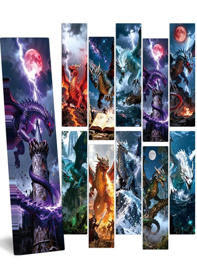 AFRITEE Fantasy Dragon Bookmark for Kids, 100 Pcs Fantasy Bulk Paper Bookmarks for Book Lovers, Cool Dragon Paper Book Mark Reading Accessories Gift for Kid Men Students Teenagers - Image 1