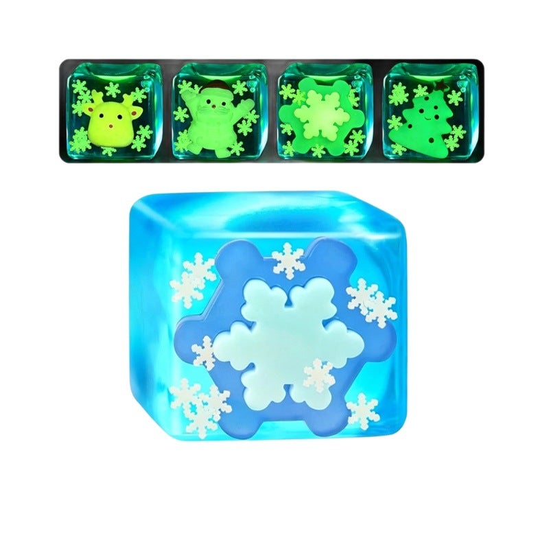 Christmas Glow Squishy Stress Relief Ball Block Slow Rebound Malt Sugar Ice Cube Toy - Image 5