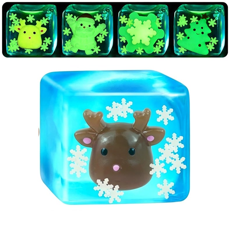 Christmas Glow Squishy Stress Relief Ball Block Slow Rebound Malt Sugar Ice Cube Toy - Image 4
