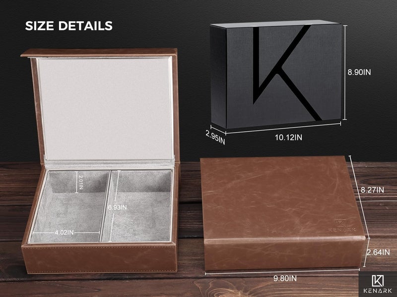 KENARK KK7 PLUS-BR Faraday Key Fob Protector Box with 2 Slots, RFID Signal Blocking Shielding Box for Car Keys, Anti-Theft Vintage Faraday Cage with High-Grade Protein Leather, Brown - Size: XL - Image 5