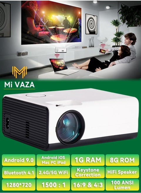جهاز عرض محمول واي فاي أندرويد كامل الوضوح LED 1080p 4000 لومن