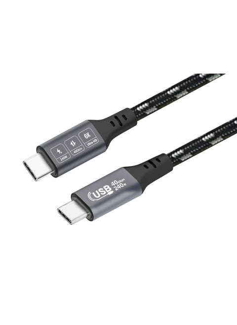 USB4 Data Line 8K HD Video High-speed 40Gb Transmission 240W Compatible TBT4 Dual-head Typec Line-Color:black Gray-Line Length:1.8 M