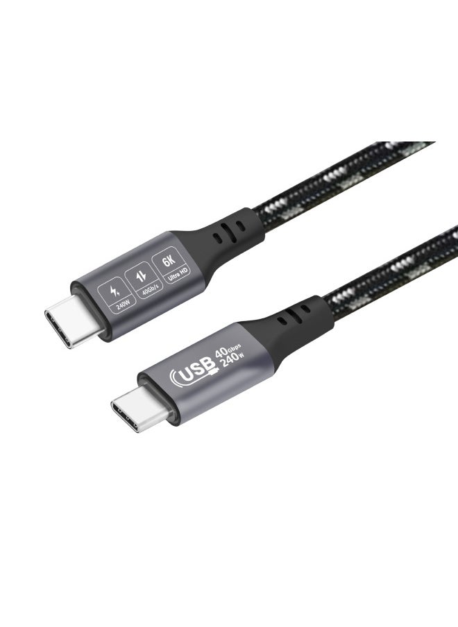 USB4 Data Line 8K HD Video High-speed 40Gb Transmission 240W Compatible TBT4 Dual-head Typec Line-Color:black Gray-Line Length:1.8 M