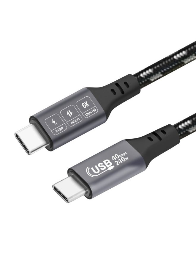 USB4 Data Line 8K HD Video High-speed 40Gb Transmission 240W Compatible TBT4 Dual-head Typec Line-Color:black Gray-Line Length:1.8 M