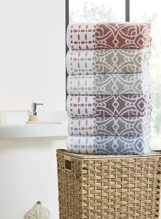 Modern Threads Monroe 6-Piece 100% Cotton Towel Set - Reversible Yarn Dyed Jacquard & Solid - Includes 2 Bath Towels, 2 Hand Towels, 2 Washcloths - Absorbent, Quick Dry, Soft & Durable - Blue - Image 4