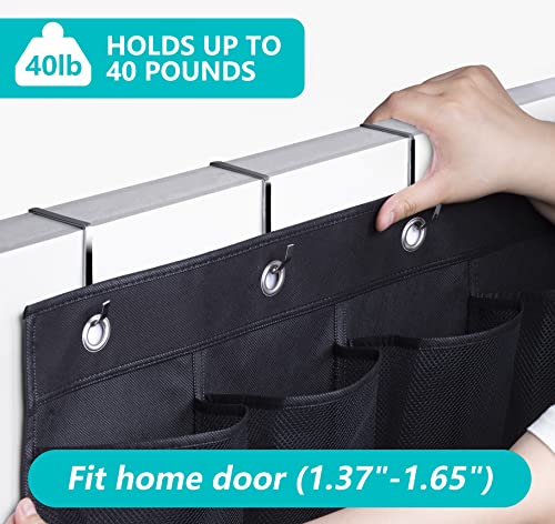 MISSLO رف أحذية MISSLO فوق الباب مع 24 جيب شبكي كبير مقاس 13 منظم أحذية معلق قوي لحفظ الأحذية في الخزانة، أسود - Image 4