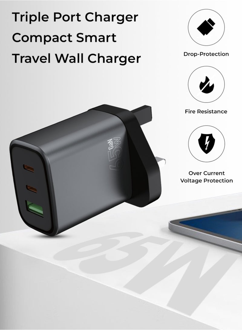Glassology 3 Port C+ A 65W Fast Charging Adapter Compact Lightweight Flame Retardant PC Model GCH33B - Image 5