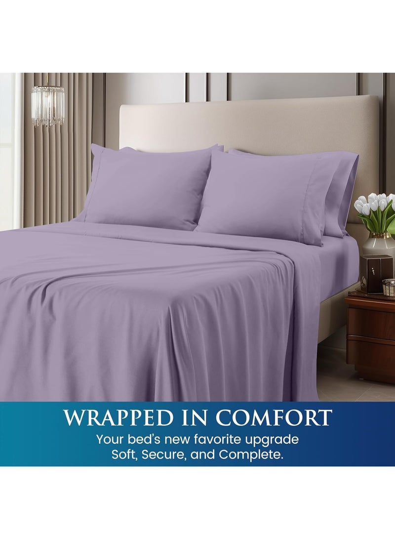 Utopia Bedding Queen Sheet Set - Brushed Microfiber - Soft Bed Sheets for Queen Size Bed Set - Includes 1 Fitted, 1 Flat, & 2 Pillow Cases - Deep Pocket (Lavender) - Image 3