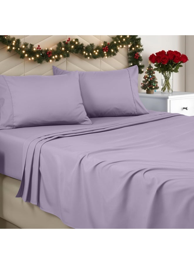 Utopia Bedding Queen Sheet Set - Brushed Microfiber - Soft Bed Sheets for Queen Size Bed Set - Includes 1 Fitted, 1 Flat, & 2 Pillow Cases - Deep Pocket (Lavender) - Image 1