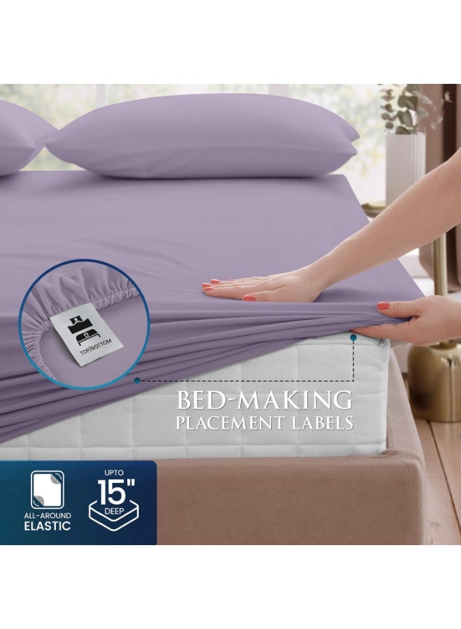 Utopia Bedding Queen Sheet Set - Brushed Microfiber - Soft Bed Sheets for Queen Size Bed Set - Includes 1 Fitted, 1 Flat, & 2 Pillow Cases - Deep Pocket (Lavender) - Image 2