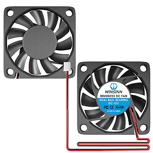 WINSINN DC 60mm Fan 12V 6010 Dual Ball Bearing Brushless Cooling 60mmx10mm 2PIN (Pack of 2Pcs) - Image 3