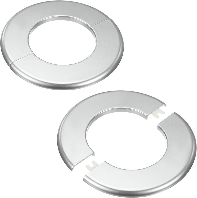 M METERXITY 2-Pack Wall Split Flange, for 3 Inch/76mm OD Pipe ABS Escutcheon Plate Round Self-Adhesive Plumbing Cover Plates for Water Pipe/Faucet [Silver Tone] - Image 1
