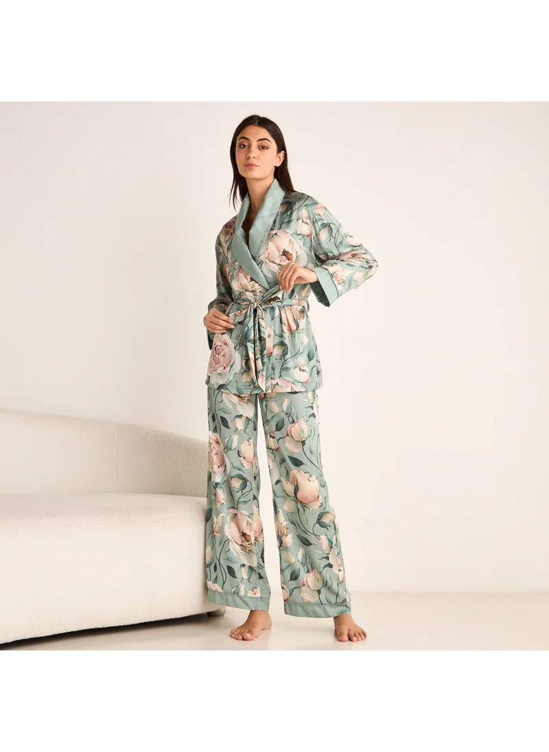 فاف Floral Print Robe and Pyjama Set