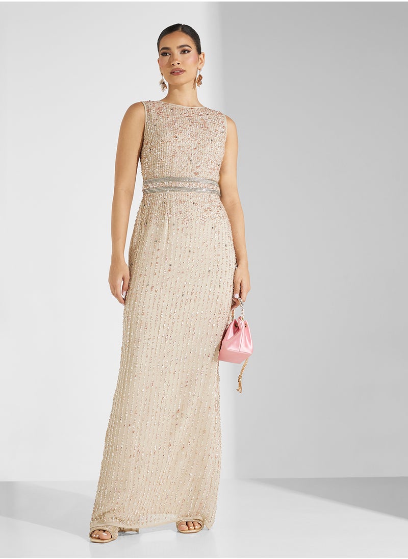 Amelia Rose Crew Neck Sleeveless Dress  - Image 1