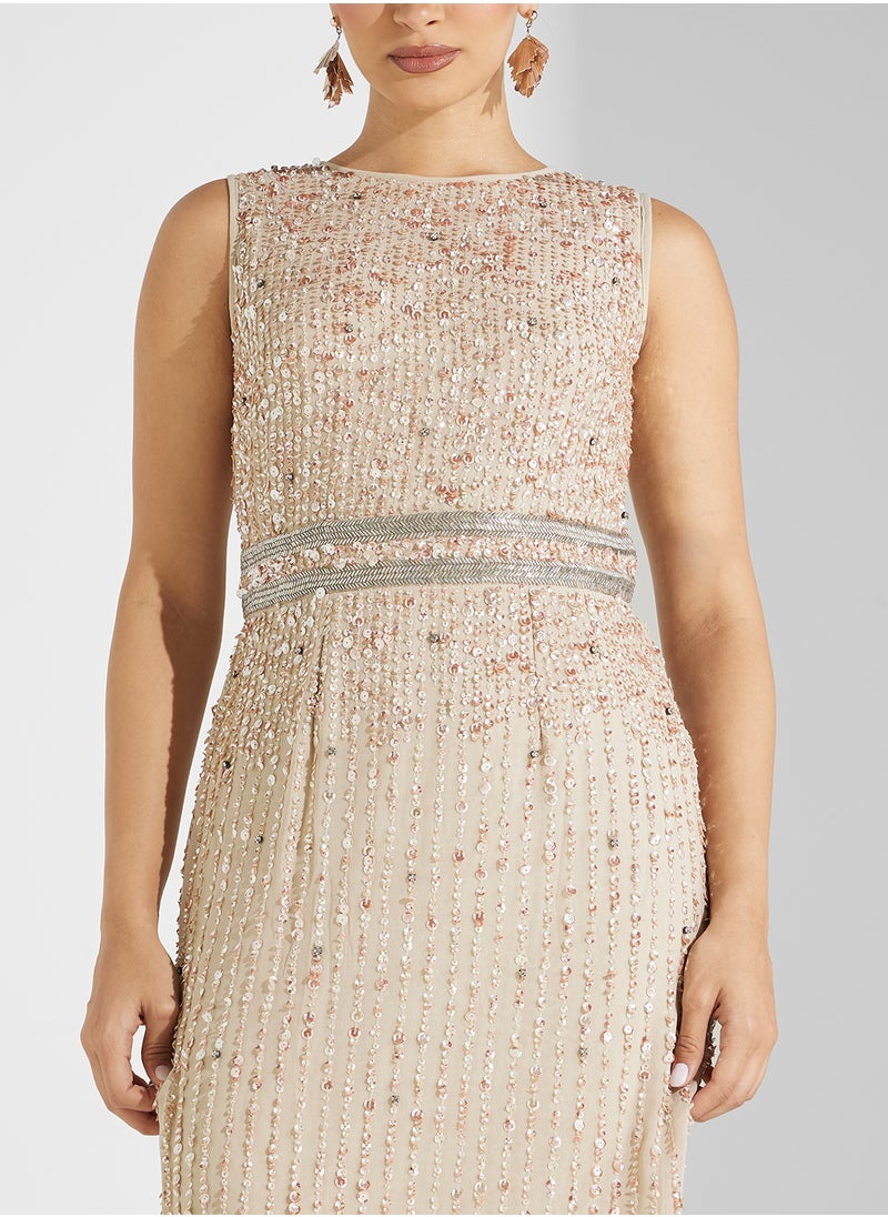 Amelia Rose Crew Neck Sleeveless Dress  - Image 3
