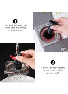HaHaHai 4 PCS Floor Drain Cover, Anti-Odor Floor Drain, Rubber Floor Drain, Shower Waste Water Drainer, No Filter Deodorant, Anti-Clogging Backflow, Preventer Sewer Floor Drain Core, For Bathroom Kitchen ( Black)  - Image 3