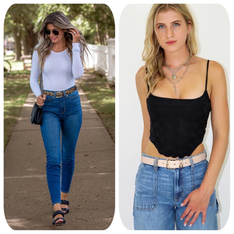 UnFader Pack 3 Women Belts for Jeans Pants, Fashion Gold Buckle Leather Belts - Image 5