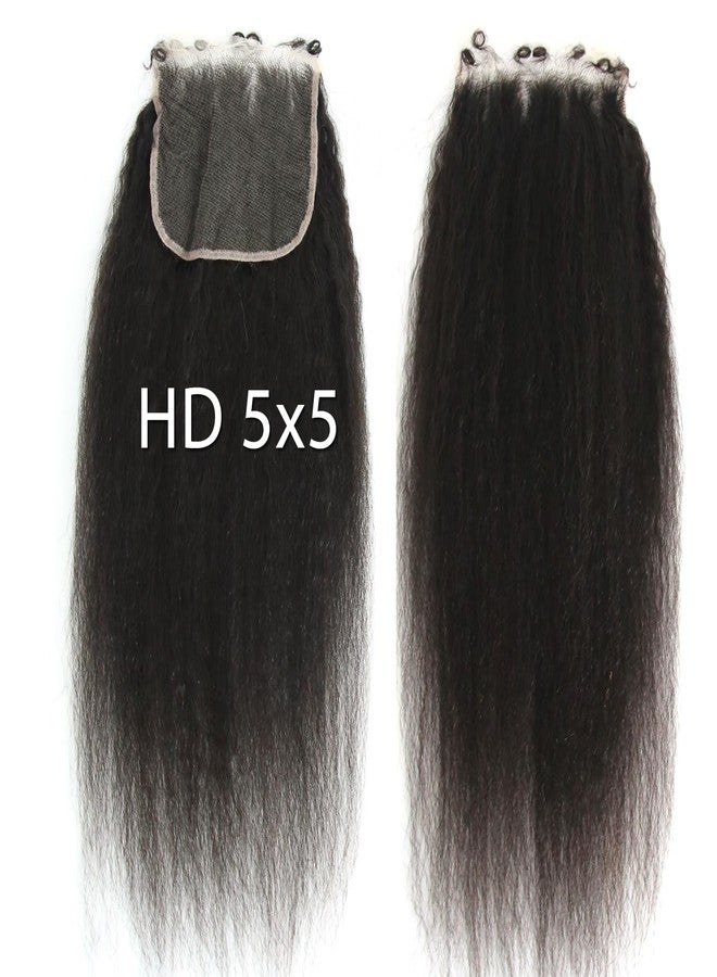 زجزاج هير وصلة شعر متعرجة مستقيمة مجعدة 5x5 عالية الدقة من الدانتيل، تم نتفها مسبقًا، حواف مجعدة 4C، خط شعر مستقيم ياكي، دانتيل عالي الدقة مع شعر صغير مجعد، وصلة شعر بشري من الدانتيل السويسري (14 بوصة، مجعد مستقيم) - Image 1