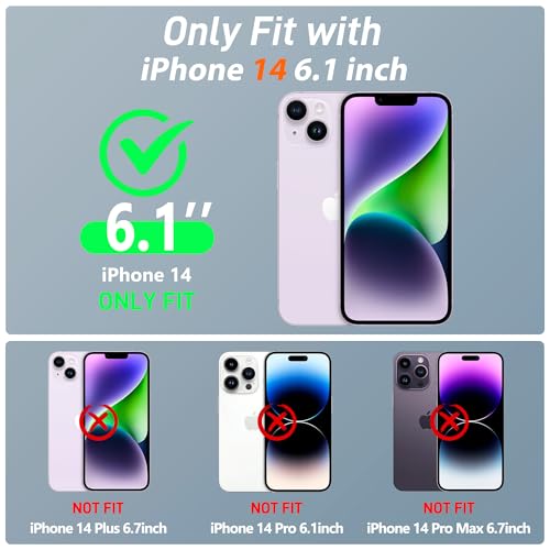 Pilaru for iPhone 14 Case with Card Holder【2 Pcs HD Screen Protector】 i Phone 14 Case Slim Heavy Duty Dual Layer Shockproof Design【Hidden Card Slot 】 Wallet Case for iPhone 14 Phone Case -Black - Image 3