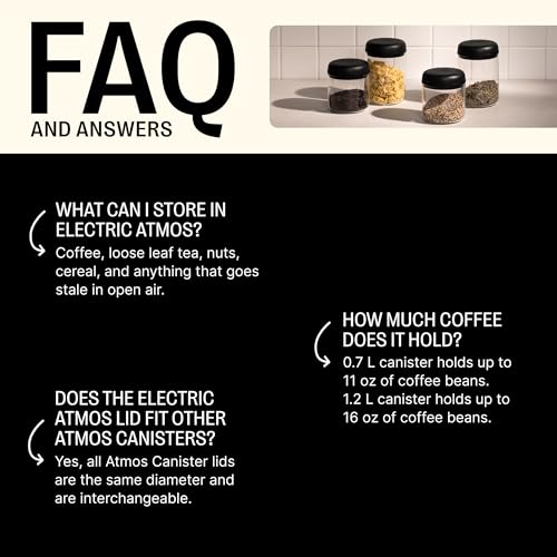 Fellow Atmos Electric Vacuum Canister & Storage Container - Airtight Coffee & Food Storage Containers - Coffee Containers - (Clear Glass, 0.7 Liter) - Image 3