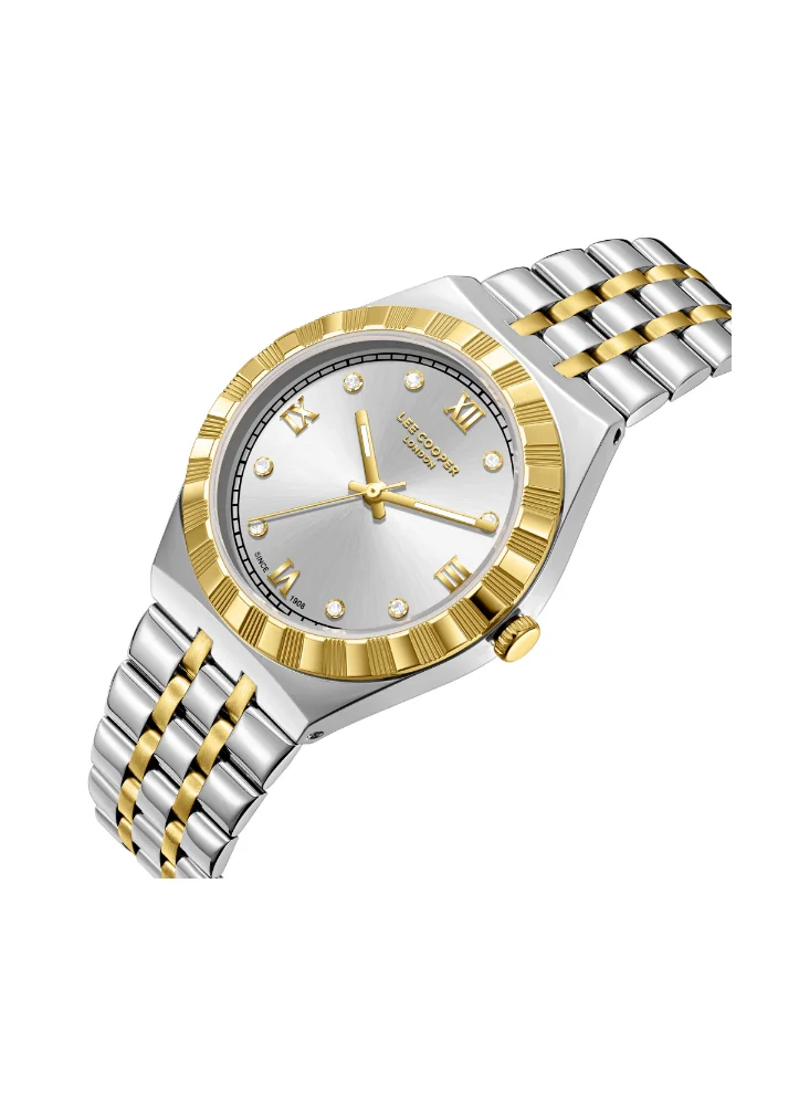لي كوبر Lee Cooper LC08059.230 Women's Analog Display Watch & Metal Strap Silver/Gold