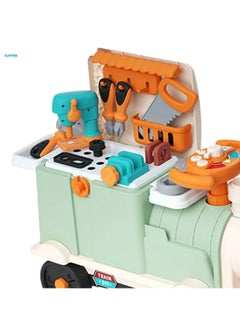 Generic New retro small train toys set multifunctional play house baby electric kitchen train children's toy car can sit people  - Image 2