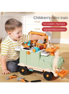 Generic New retro small train toys set multifunctional play house baby electric kitchen train children's toy car can sit people  - Image 3