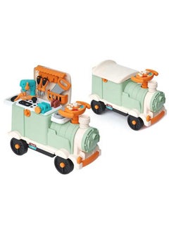 Generic New retro small train toys set multifunctional play house baby electric kitchen train children's toy car can sit people  - Image 4