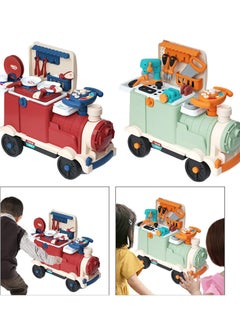 Generic New retro small train toys set multifunctional play house baby electric kitchen train children's toy car can sit people  - Image 5