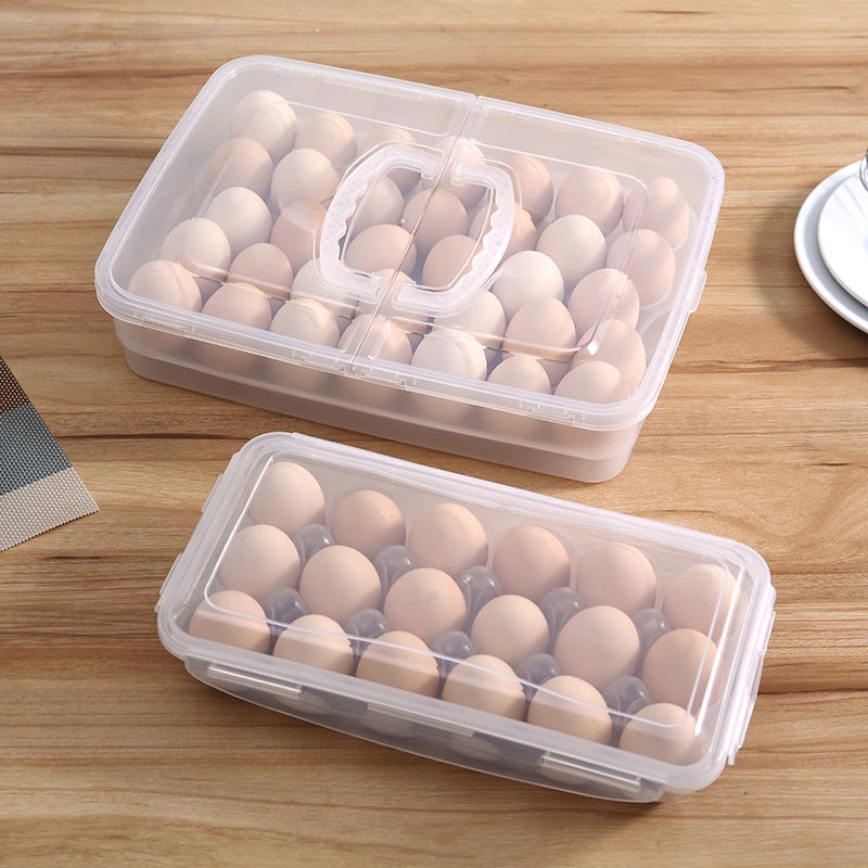 Egg box refrigerator egg storage box home fresh storage box kitchen multi-grid portable egg box multi-layer tray 34 cells transparent white - Image 3