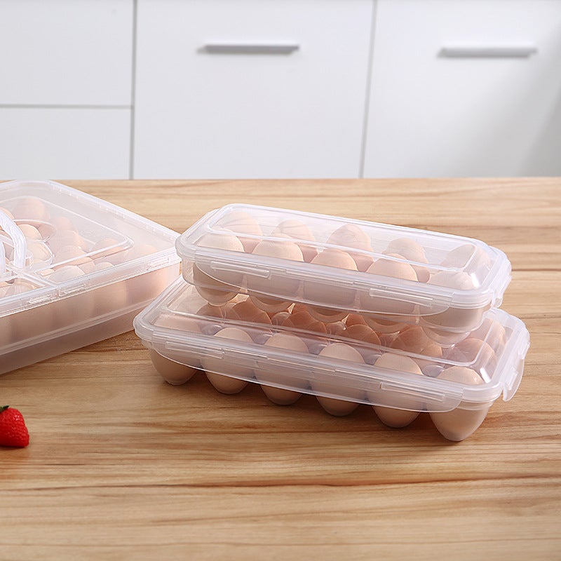 Egg box refrigerator egg storage box home fresh storage box kitchen multi-grid portable egg box multi-layer tray 34 cells transparent white - Image 2