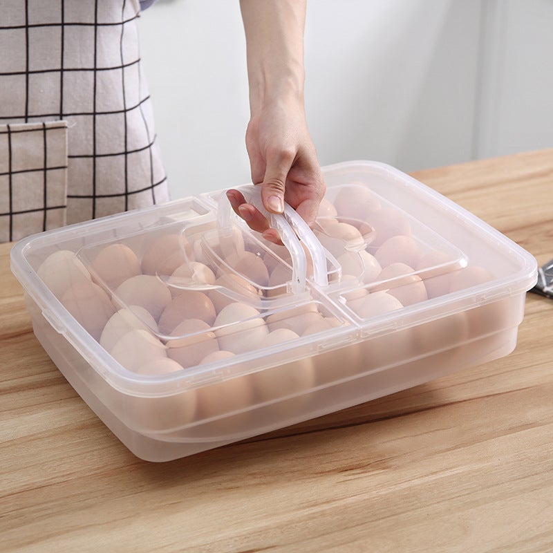 Egg box refrigerator egg storage box home fresh storage box kitchen multi-grid portable egg box multi-layer tray 34 cells transparent white - Image 1