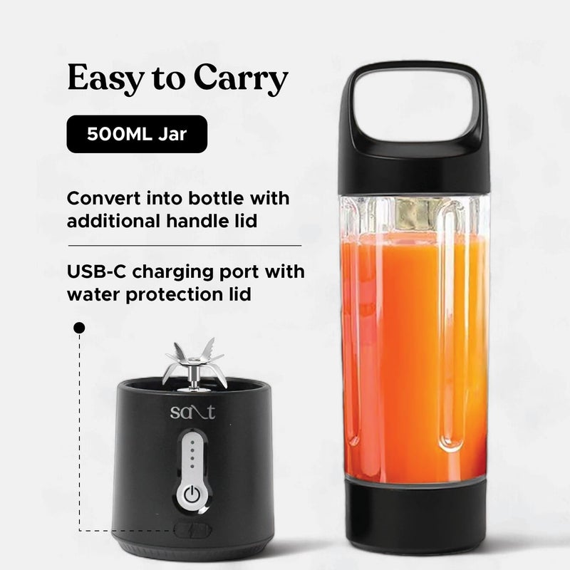 Salt PureBlend Pro Portable Blender for Smoothies, Protein Shakes, Crushing Ice | 4000 mAh Battery, USB-C Port | 230W Motor with Turbo Mode | 500ml (Black) - Image 4