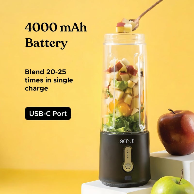 Salt PureBlend Pro Portable Blender for Smoothies, Protein Shakes, Crushing Ice | 4000 mAh Battery, USB-C Port | 230W Motor with Turbo Mode | 500ml (Black) - Image 3