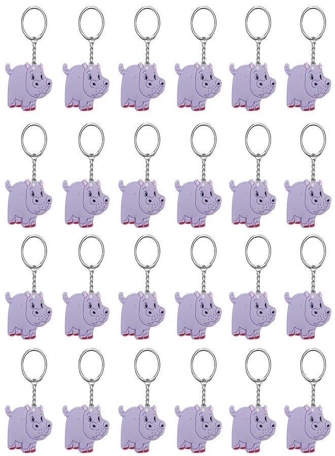 iMagitek 24 Pack Hippo Keychains for Safari Animals Party Favors, Birthday Party Favors, Birthday Party Return Gifts - Image 1