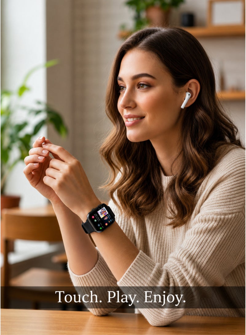 Wisme WS-83 Max Smart Watch 7+2 Gift Pack with Wireless Earbuds, Bluetooth Calling, 1 Metal Strap & 6 Silicone Straps, HD Touch Display, Health & Fitness Monitor, Heart Rate & Blood Oxygen Tracker, Multi Sports Modes, Smart Notifications, Compatible with Android & iPhone – Black - Image 3