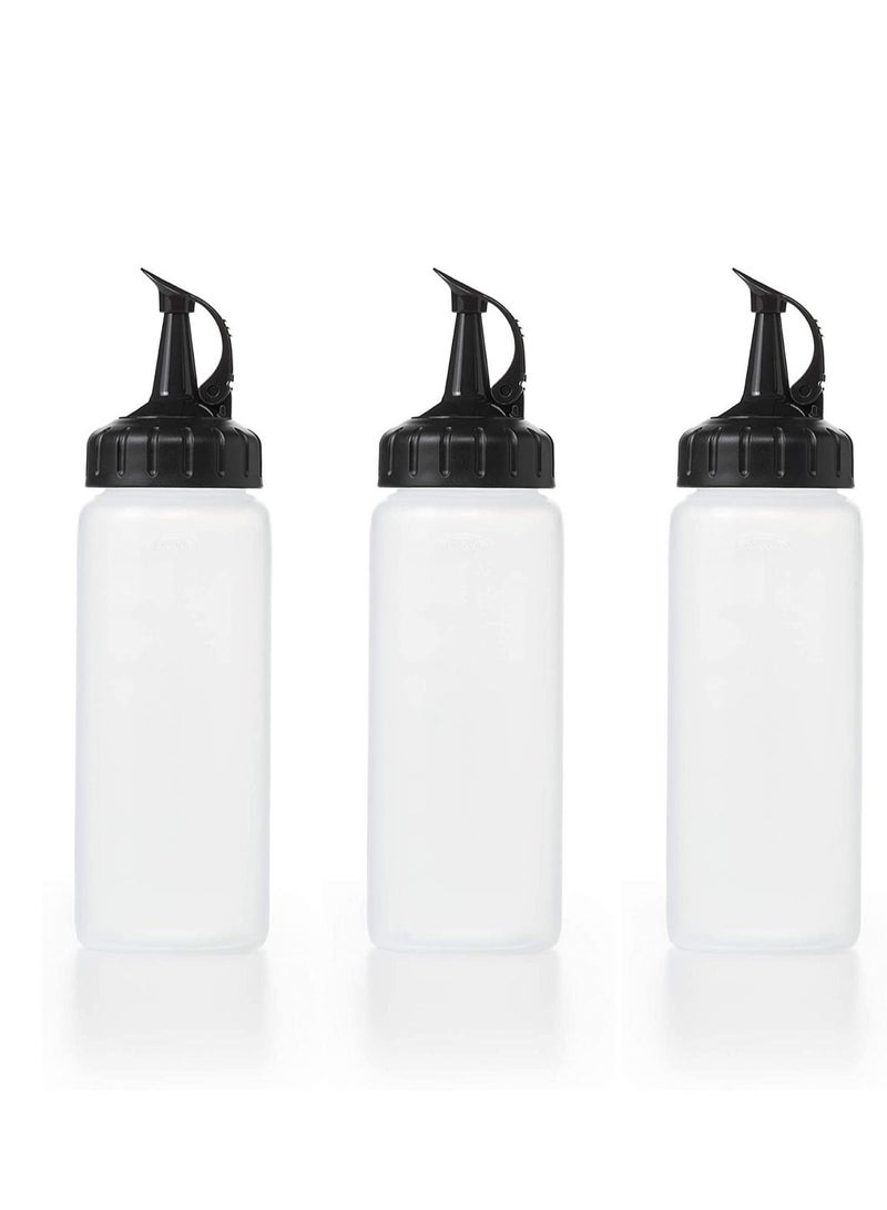 Y&D Squeeze Bottles, Plastic, Wide Mouth with Caps, 16 oz, Clear, Plastic Squirt Condiment Bottles Twist On Cap Lids - Perfect for Condiments, Liquids, Oil Pot Sauce Bottle - Image 1