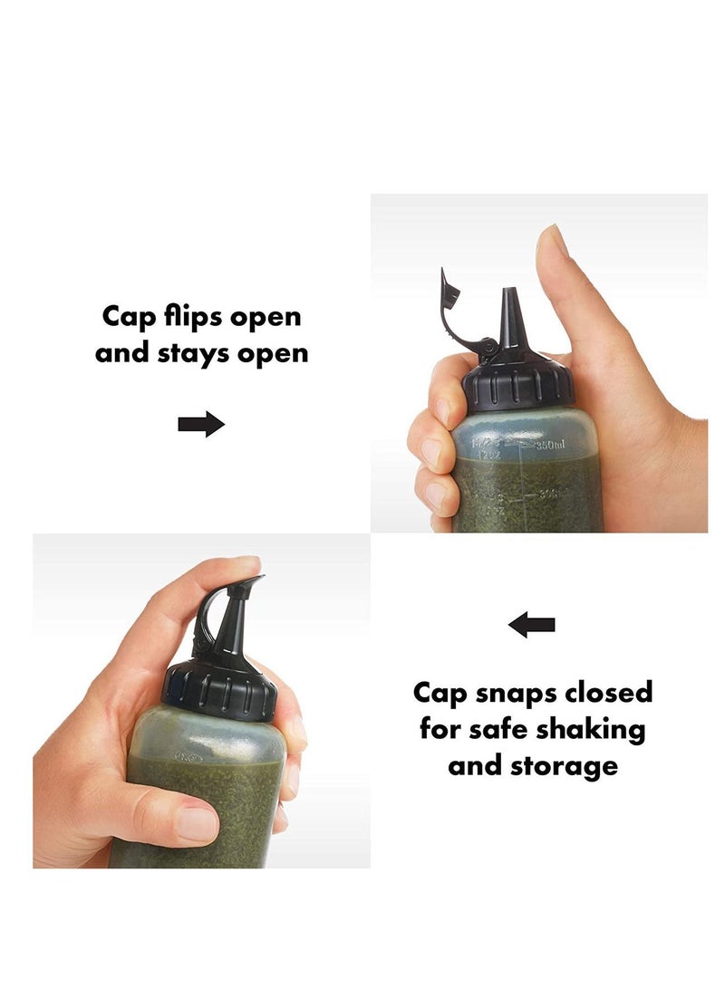 Y&D Squeeze Bottles, Plastic, Wide Mouth with Caps, 16 oz, Clear, Plastic Squirt Condiment Bottles Twist On Cap Lids - Perfect for Condiments, Liquids, Oil Pot Sauce Bottle - Image 3