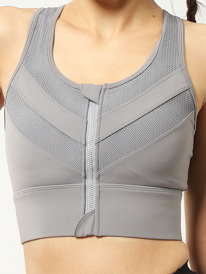 Front Zipper Plus Size Fixed One-Piece High-Strength Shockproof Bra Fitness Yoga Clothing Vest - Image 5