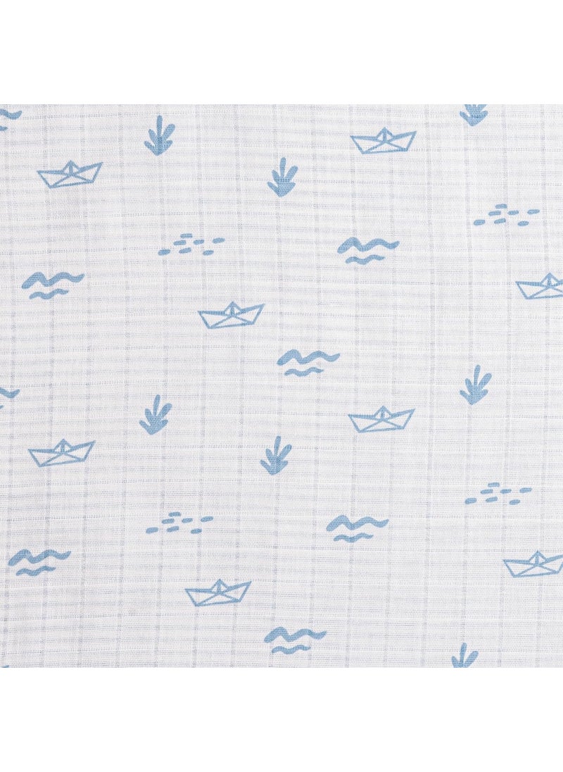 Masilo Masilo 100% Organic Muslin Newborn Cotton Baby Blanket/Sustainable Unisex/Boat/Modern Summer Baby Essentials/Lightweight/Pack of 1  - Image 2