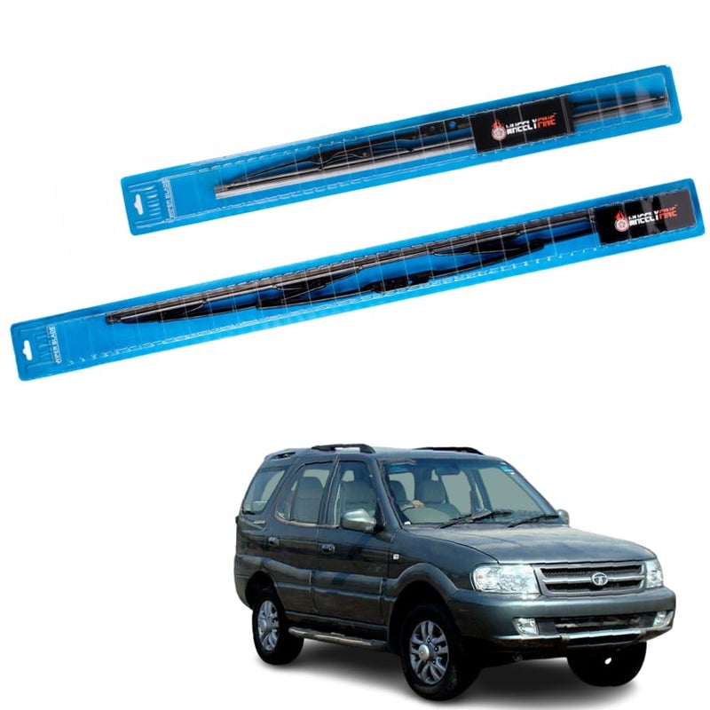 Wheelyfine Car Wiper Blades | Metal Frame | Water Repellent Windshield Wipers | Blade Refills (Tata Safari 207 (2005-2012) Dr 24"/Pa 20") - Image 2