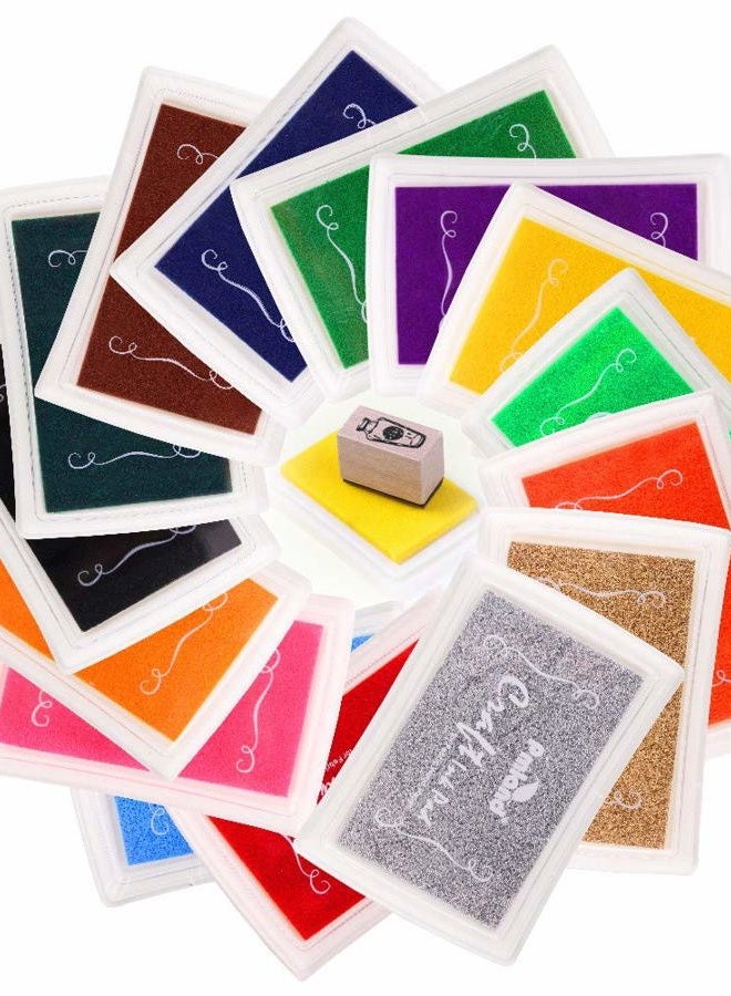 PMLAND Craft Ink Pad for DIY Stamps on Paper Wood Fabric - Pack of 15 Vibrant Colors - Image 2