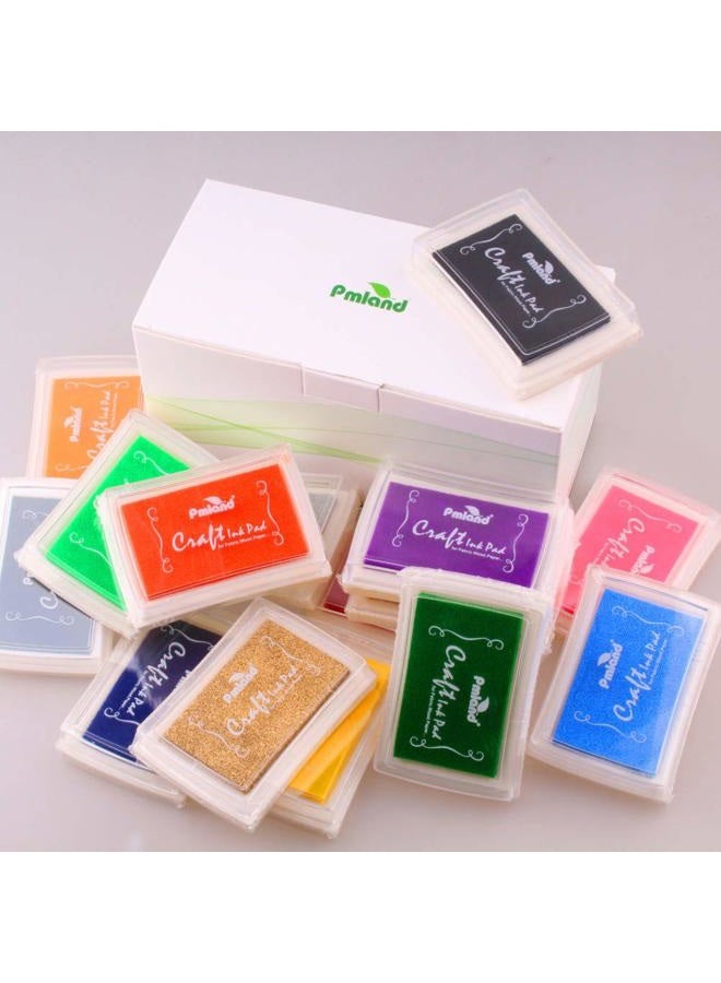 PMLAND Craft Ink Pad for DIY Stamps on Paper Wood Fabric - Pack of 15 Vibrant Colors - Image 4