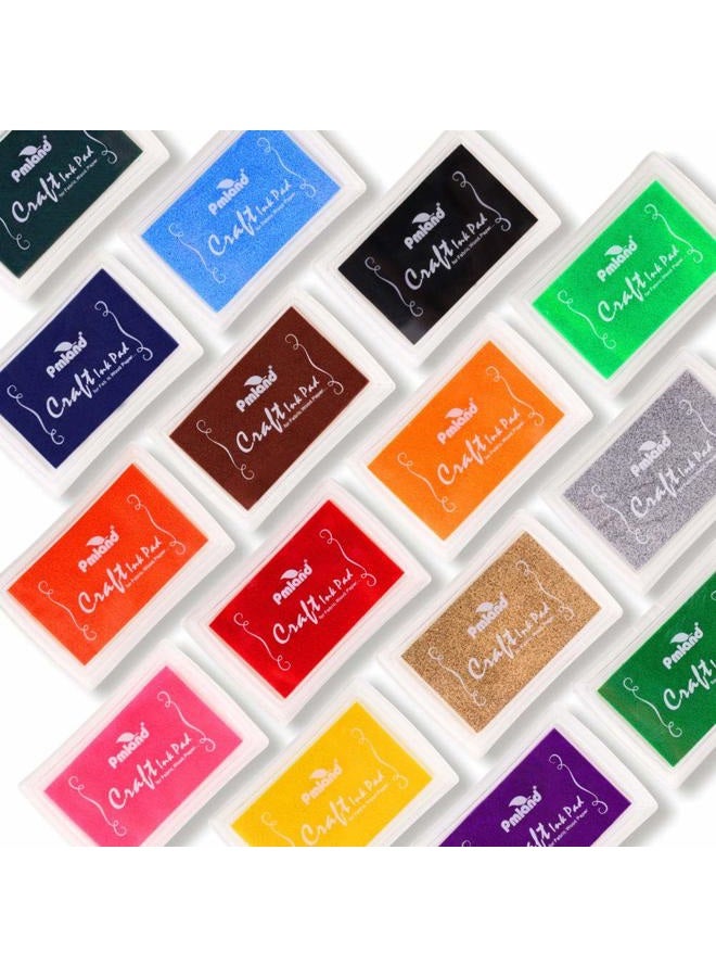 PMLAND Craft Ink Pad for DIY Stamps on Paper Wood Fabric - Pack of 15 Vibrant Colors - Image 1