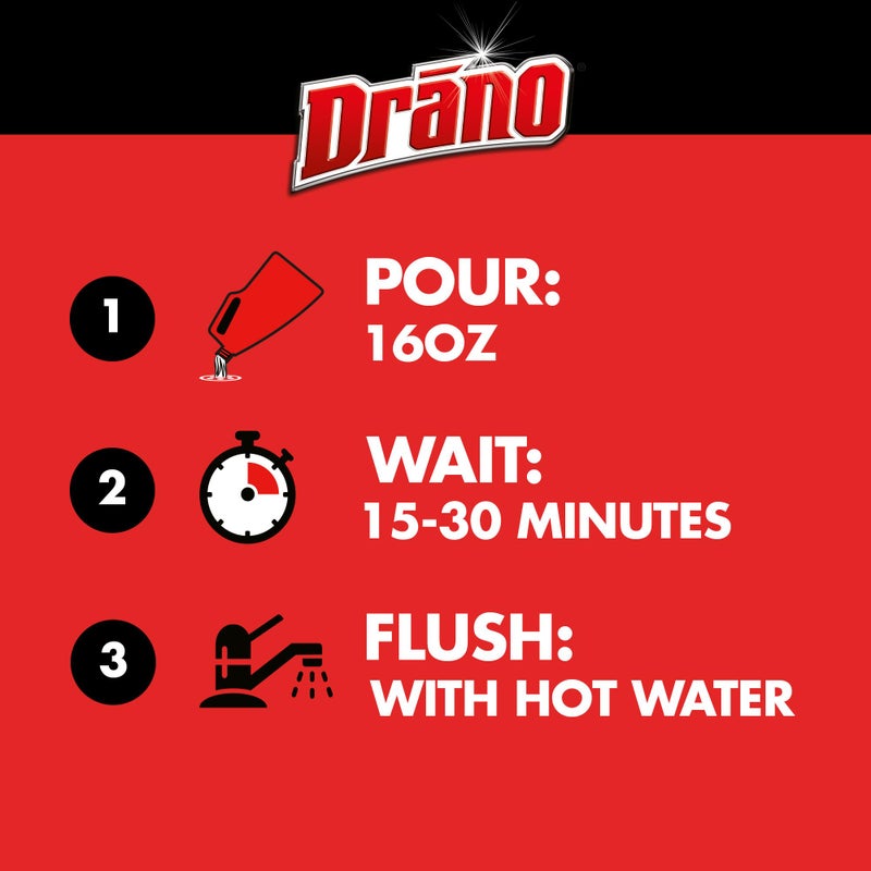 Drano Max Gel Drain Clog Remover and Cleaner for Shower or Sink Drains, Unclogs and Removes Hair, Soap Scum and Blockages, 80 Oz, Pack of 2 - Image 5