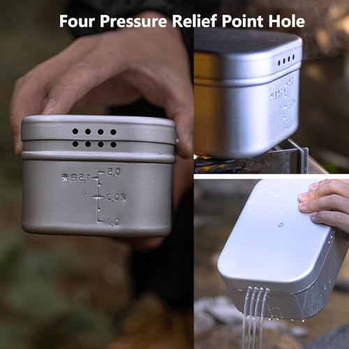 camping moon Campingmoon Camping Mess Tins Camp Mess Kit Pressure Relief Aluminum Canteen Lunch Box with Folding Handle(650ml) for Hiking Outdoor Survival - Image 3